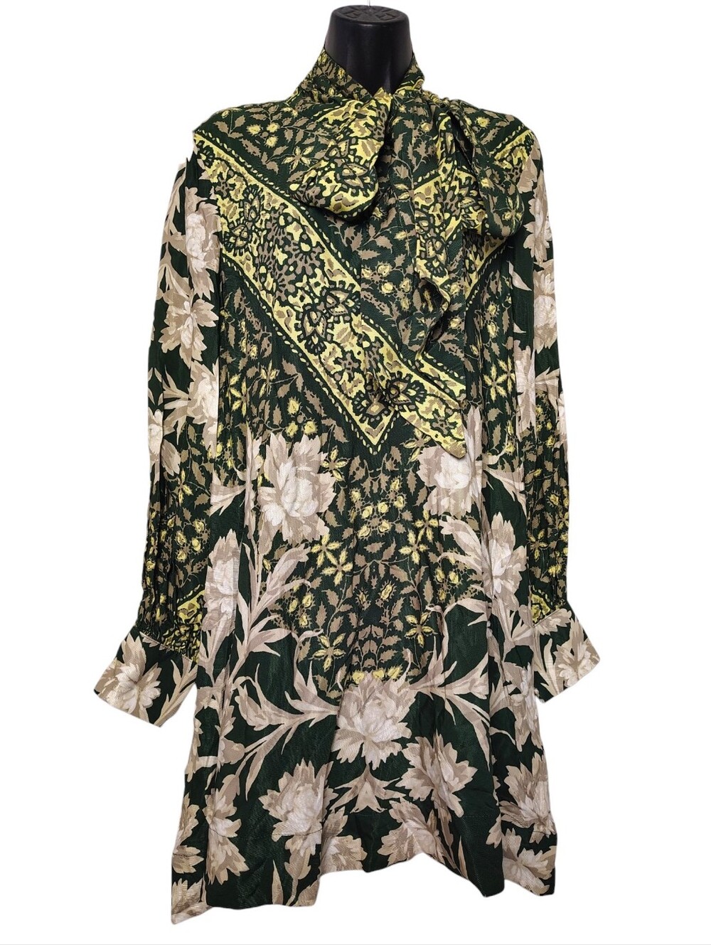 Maeve Caroline Long-Sleeve Tie-Neck Mini Dress Nwt
